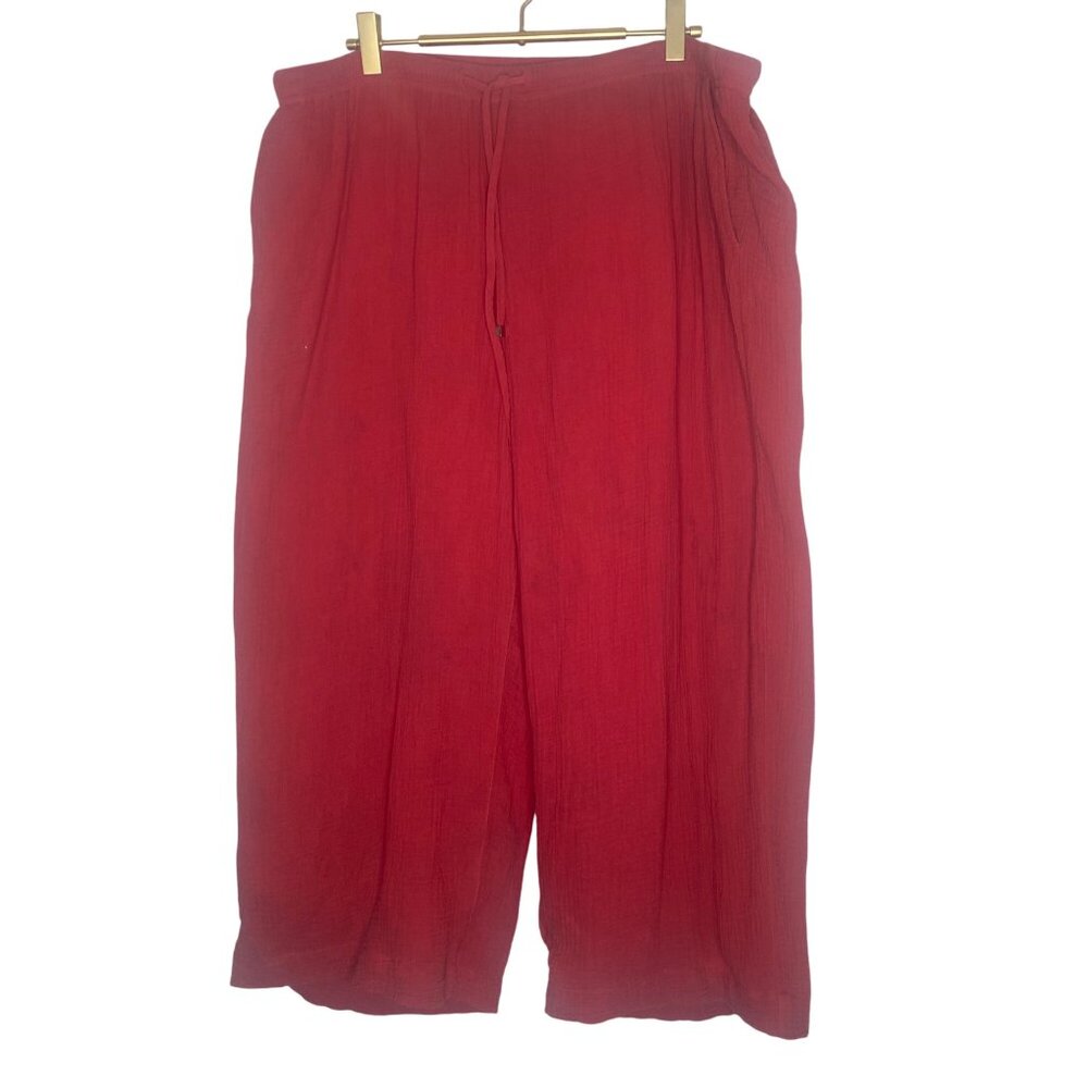 Calvin Klein Cotton Wide-Leg Crop Pants XL Stretch Waist‎ Comfortable Loungewear